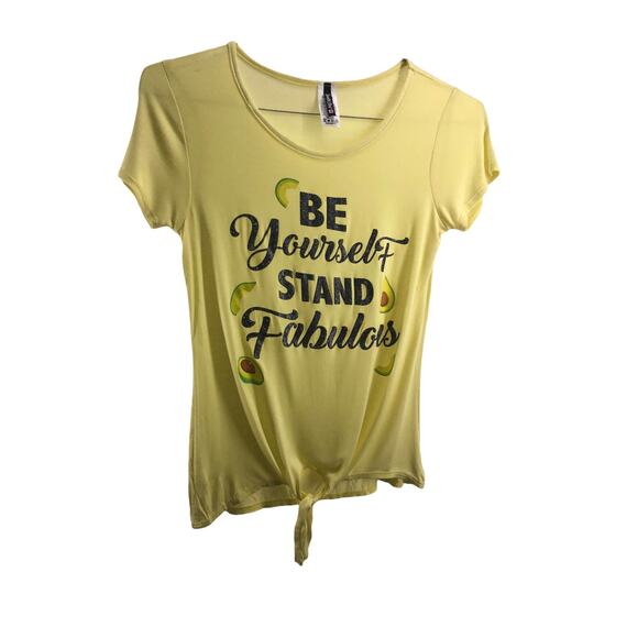 NWT Just Girl Yellow Avocado Fabulous Graphic Top Youth Size Large - Picture 1 of 5
